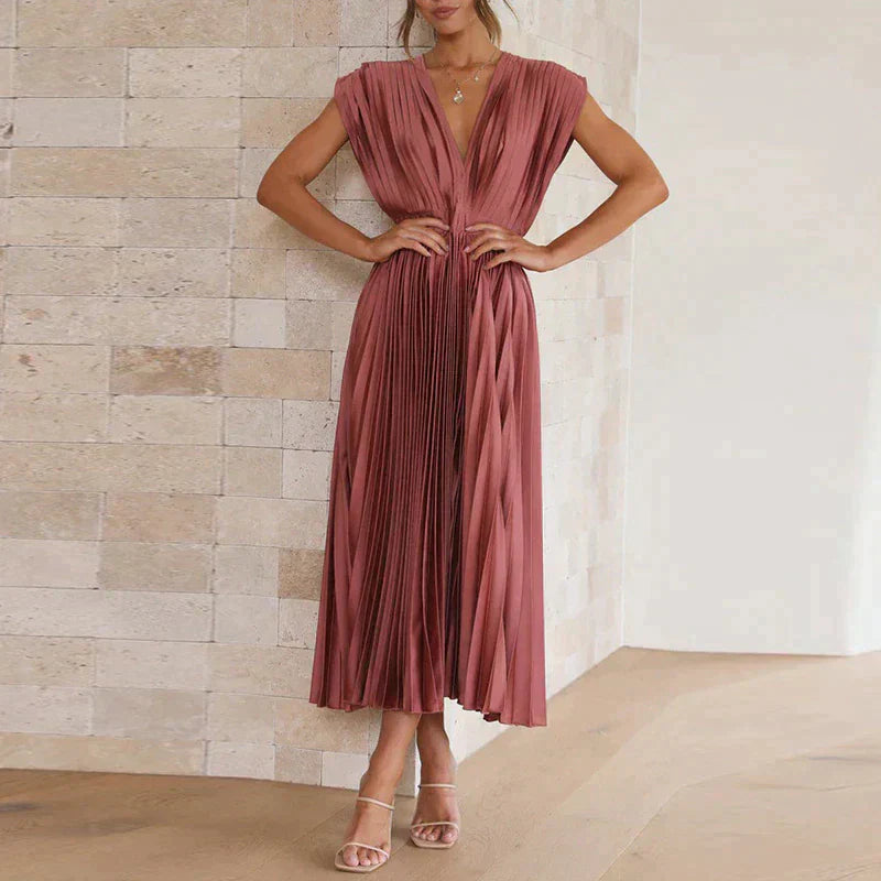 Iris Jurk met Plooien Elegante VrouwenJurk