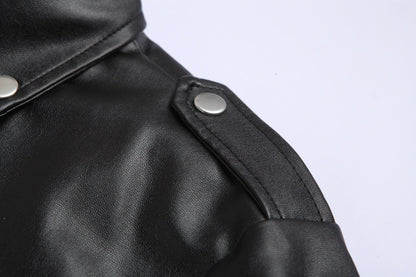 Leren Motorjas Heren Slim Fit met Opstaande Kraag