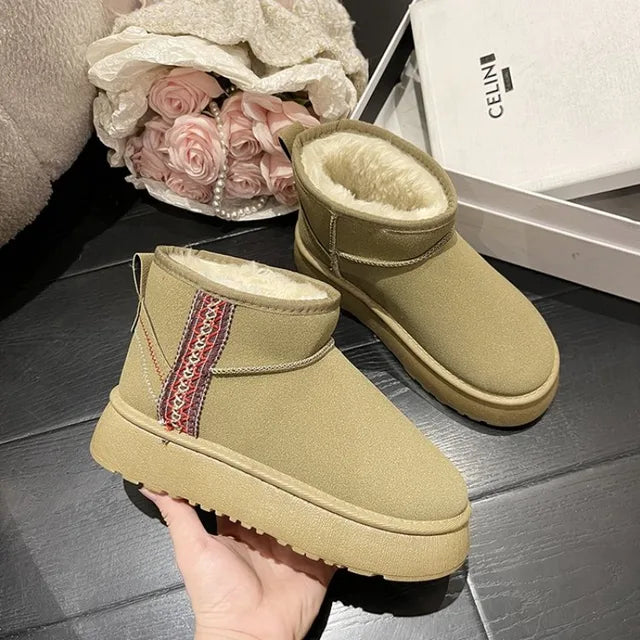 Dames Laarzen Kort Mini Model Leer