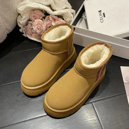 Dames Laarzen Kort Mini Model Leer