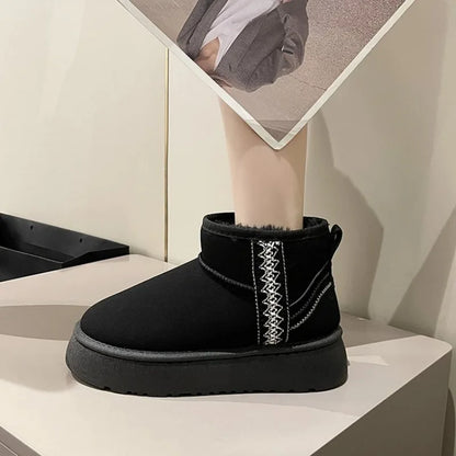 Dames Laarzen Kort Mini Model Leer
