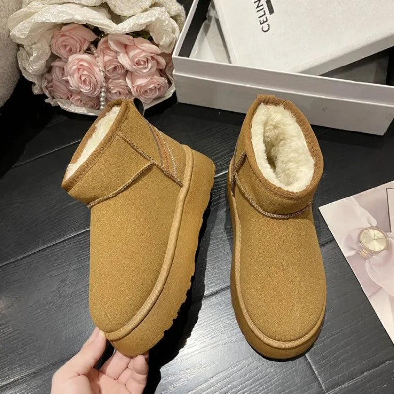 Dames Laarzen Kort Mini Model Leer