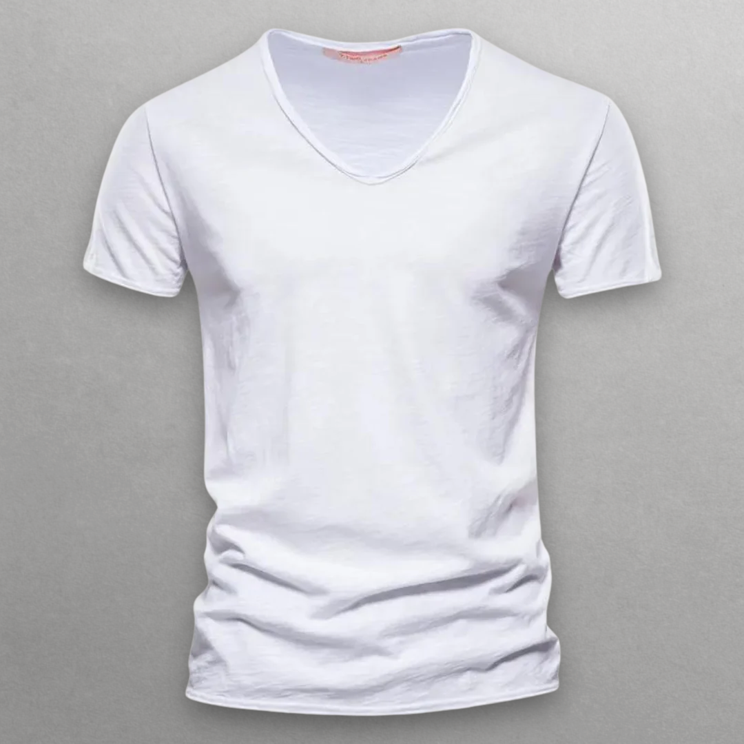 V-Hals T-Shirt voor Heren – Katoenen Slim Fit