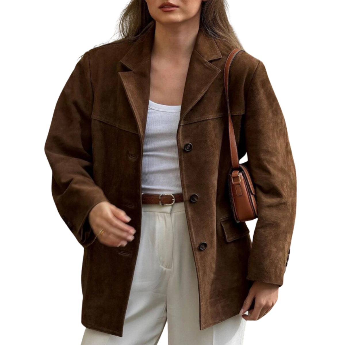 Dames Suède Blazer Oversized Jas Zwart Birdie