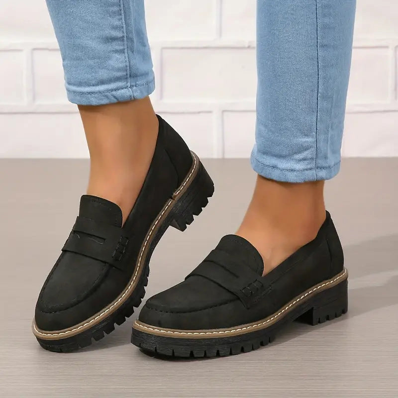 Dames Loafers Sienna Zwart Comfortabel Met Plateauzool - Mode Vibes