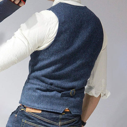 Heren Gilet Blauw Denim Stijlvol Mason