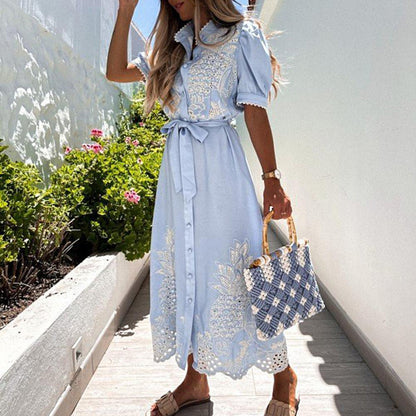 Maxi Jurk met Borduurwerk Celeste Stijlvol Lange Zomerjurk - Mode Vibes