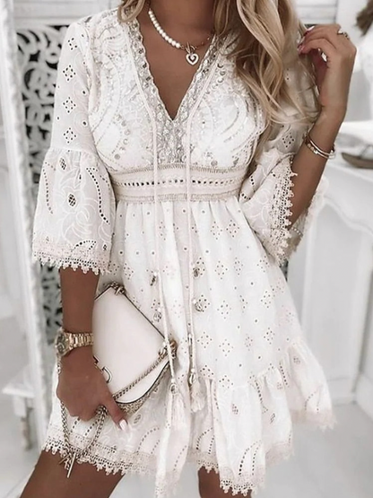 VELANORA  - Stijlvolle en Comfortabele Boho Ibiza Stijl Zomerjurk voor Vrouwen