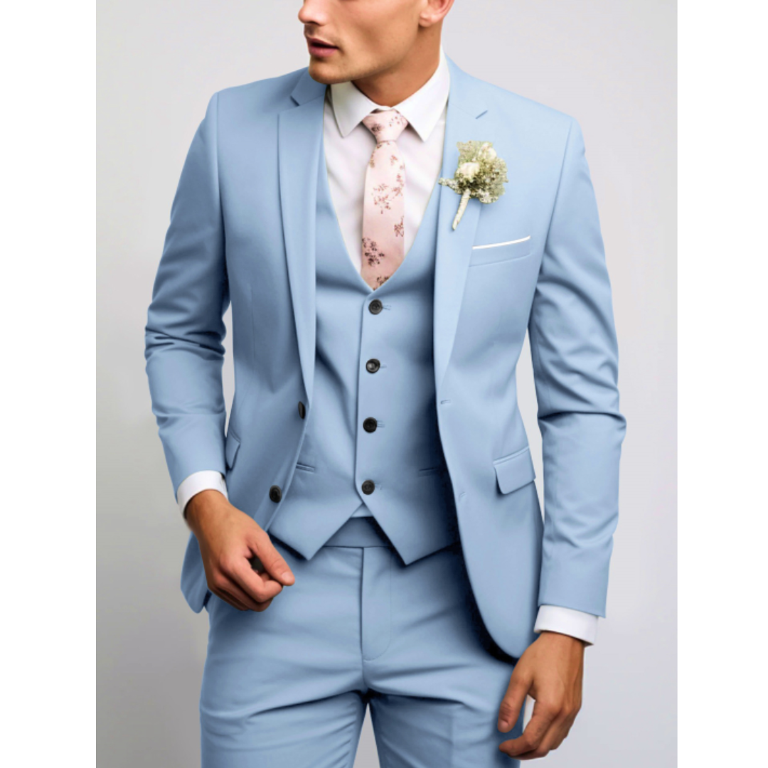 Heren Kostuum Slim Fit Lichtgrijs 3-Delig Pak - Mode Vibes