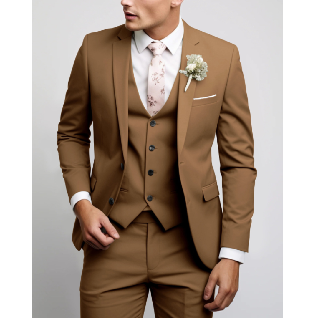 Heren Kostuum Slim Fit Lichtgrijs 3-Delig Pak