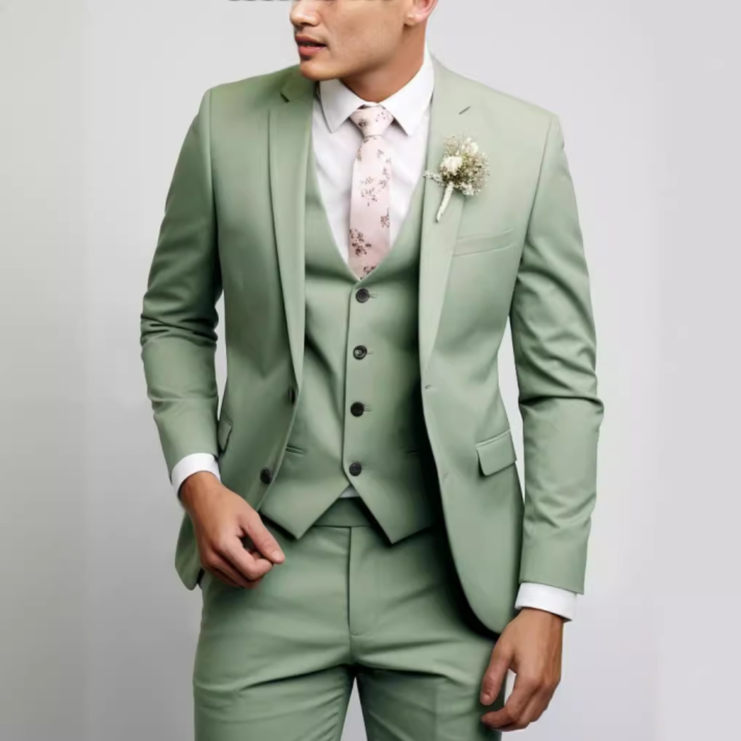Heren Kostuum Slim Fit Lichtgrijs 3-Delig Pak