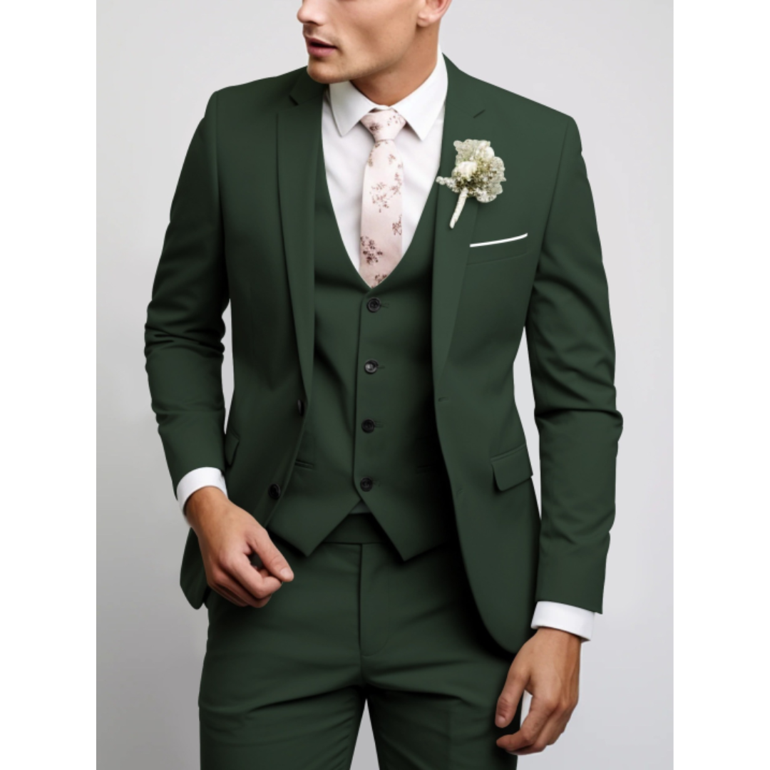 Heren Kostuum Slim Fit Lichtgrijs 3-Delig Pak