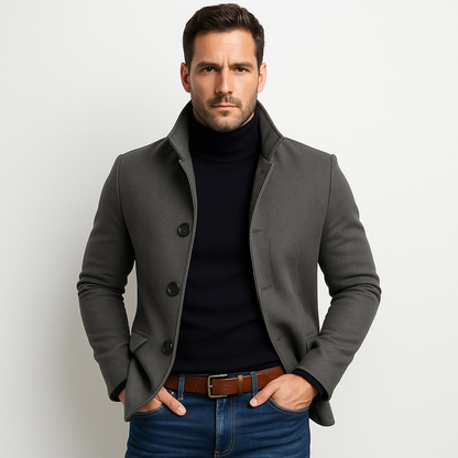 Jas Slim Fit Met Opstaande Kraag En Knopen - Mode Vibes
