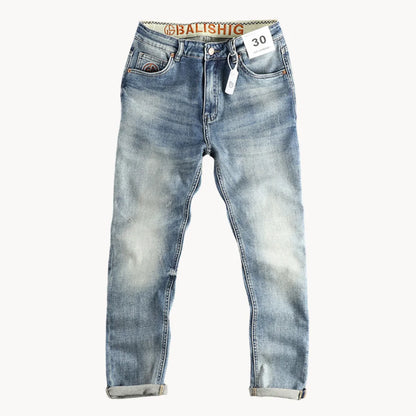 Slimfit Jeans Lichtblauw Gewassen Denim voor Mannen - Mode Vibes