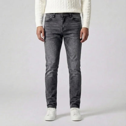 Slim fit jeans met lichte wassing en vijf-pocket stijl