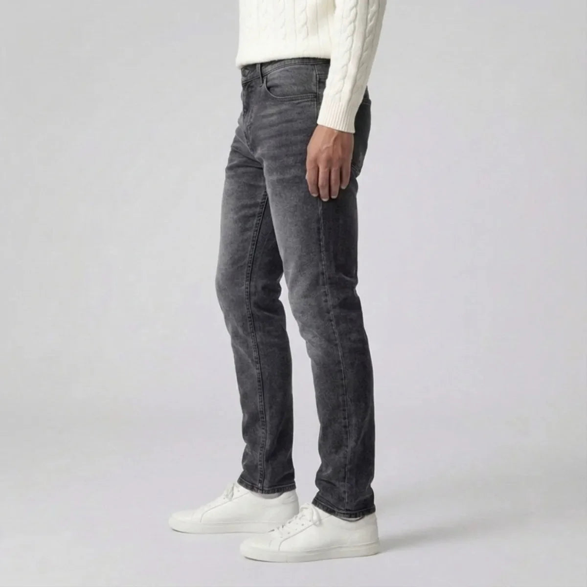 Slim fit jeans met lichte wassing en vijf-pocket stijl