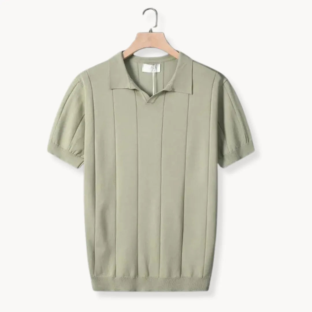 Slim fit polo met korte mouwen en verticale ribbels