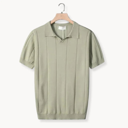 Slim fit polo met korte mouwen en verticale ribbels