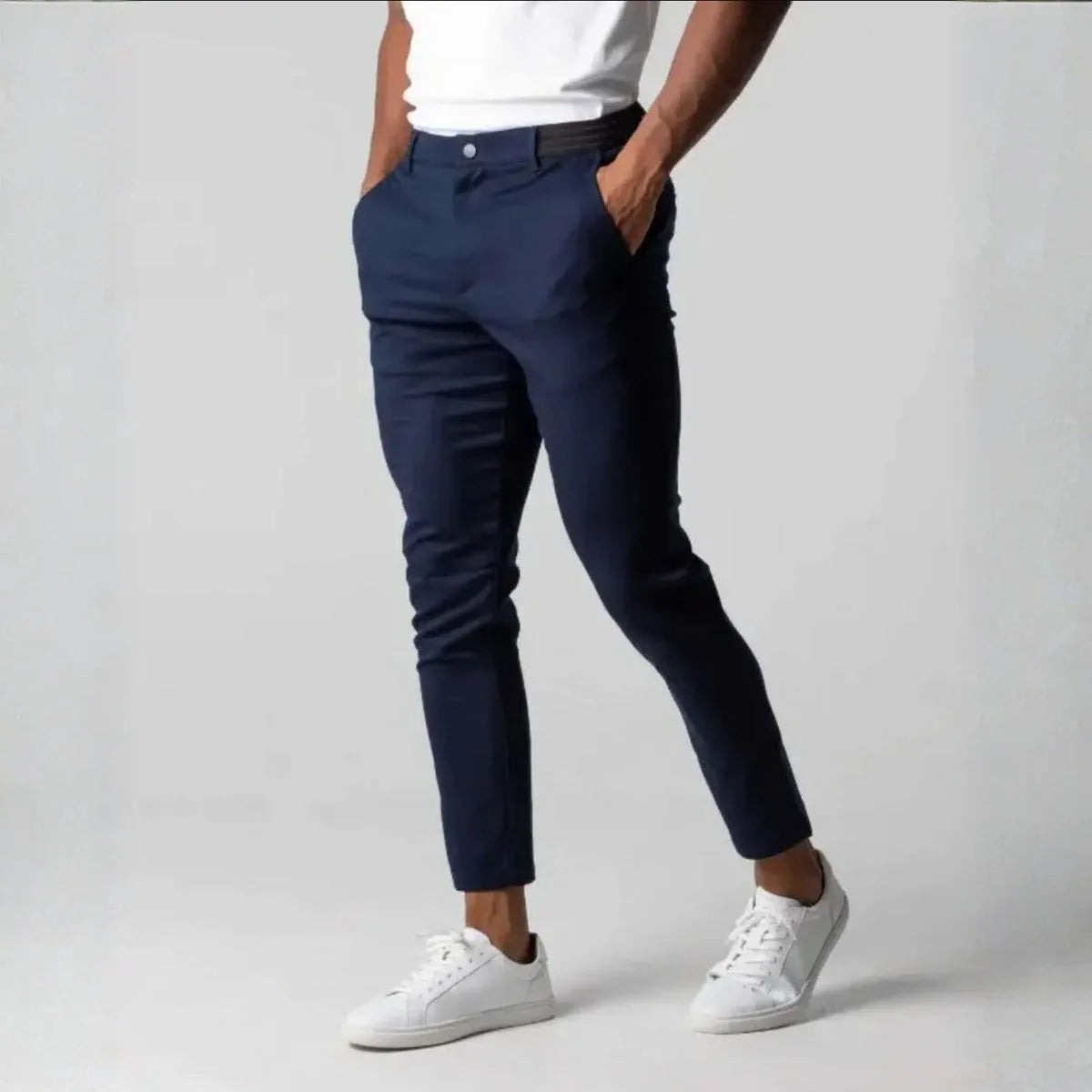 Stretch Chino Broek Elastische Tailleband Slim Fit - Mode Vibes