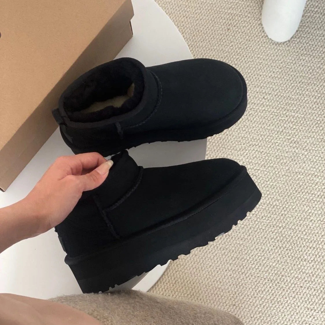 Vrouwen Snowboots met Schapenvacht, Warm en Comfortabel