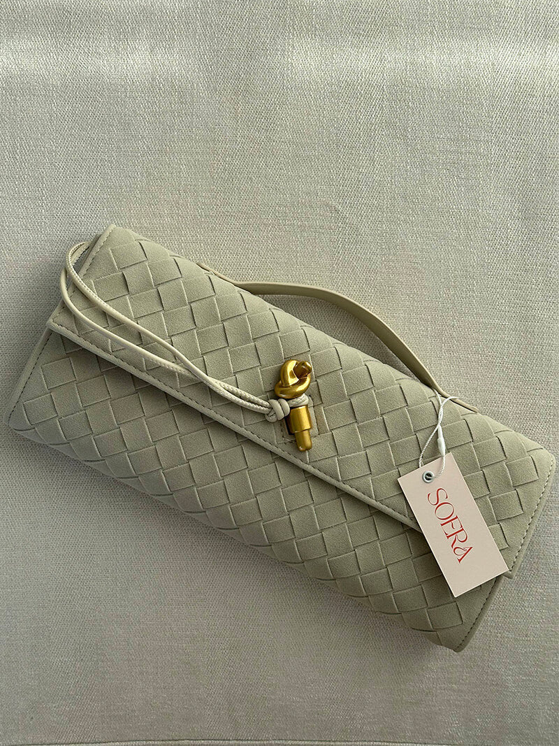Gevlochten Clutch van Kunstleer voor Vrouw