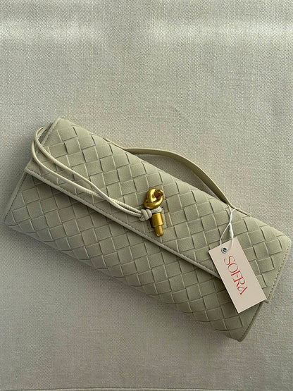 Gevlochten Clutch van Kunstleer voor Vrouw