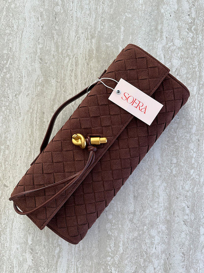 Gevlochten Clutch van Kunstleer voor Vrouw