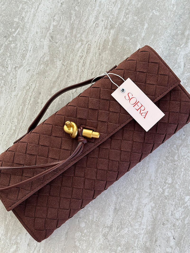 Gevlochten Clutch van Kunstleer voor Vrouw