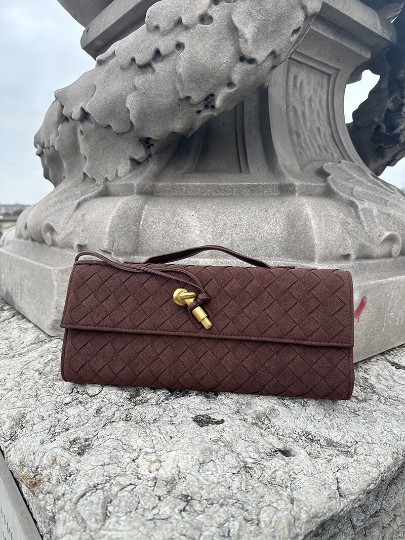 Gevlochten Clutch van Kunstleer voor Vrouw