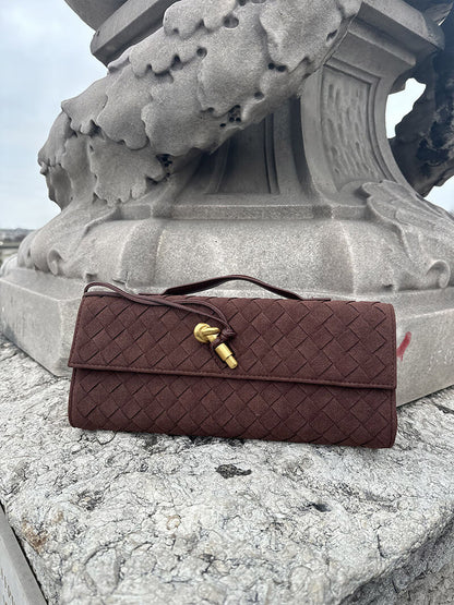 Gevlochten Clutch van Kunstleer voor Vrouw