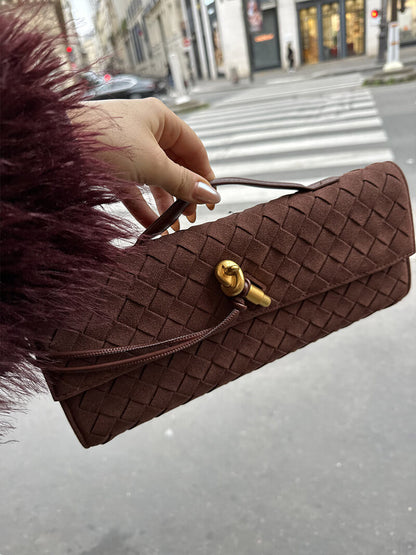 Gevlochten Clutch van Kunstleer voor Vrouw