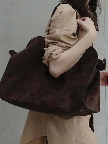 Suede Schouder tas Henna Bruin Leer