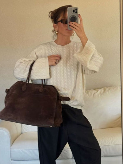 Suede Schouder tas Henna Bruin Leer