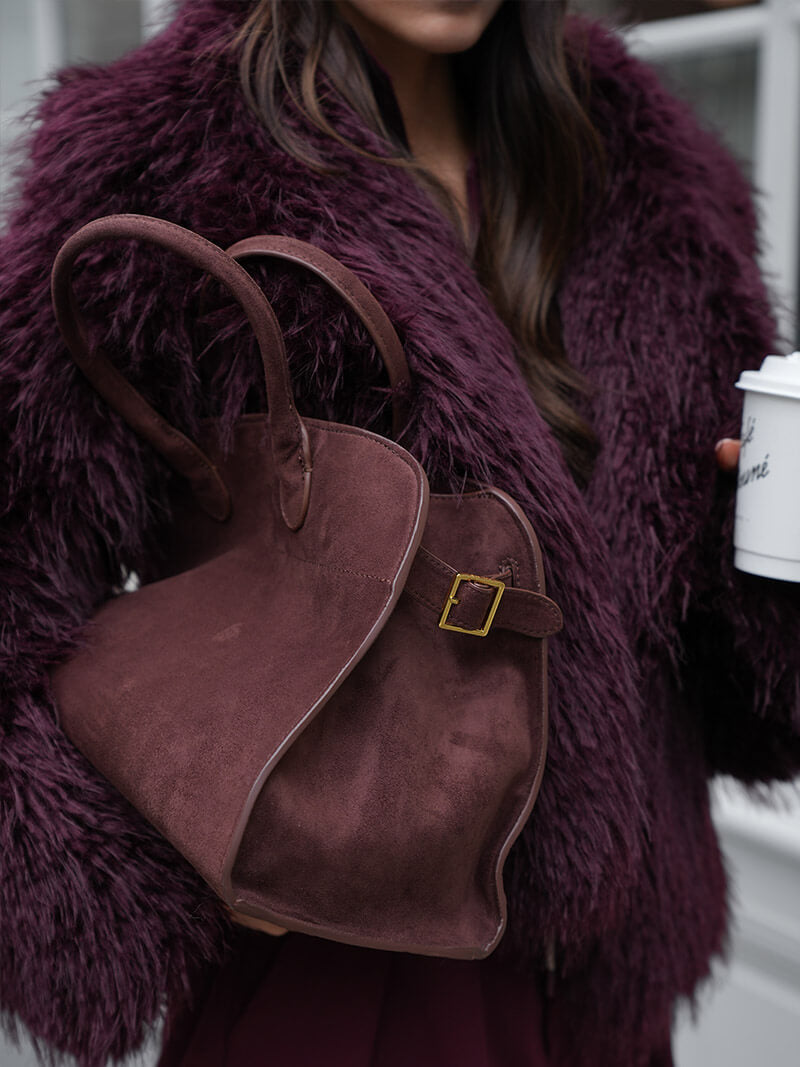 Suede Schouder tas Henna Bruin Leer