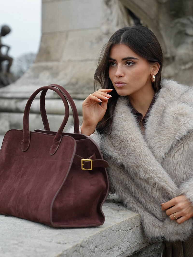 Suede Schouder tas Henna Bruin Leer