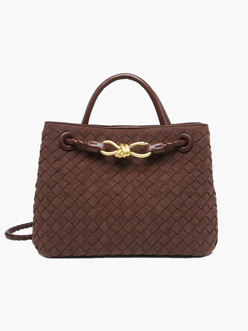 Gevlochten Dameshandtas van Suède Leder Bruin - Mode Vibes