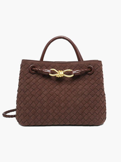 Gevlochten Dameshandtas van Suède Leder Bruin - Mode Vibes