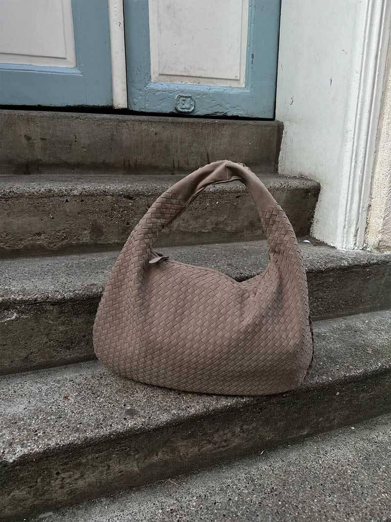 Grote Suède Hobo-Tas Gevlochten Design