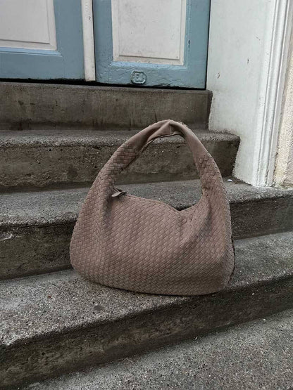 Grote Suède Hobo-Tas Gevlochten Design