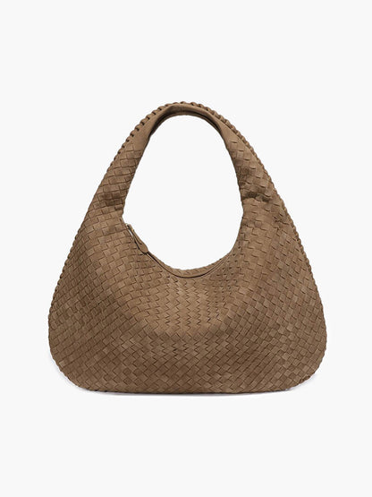 Grote Suède Hobo-Tas Gevlochten Design