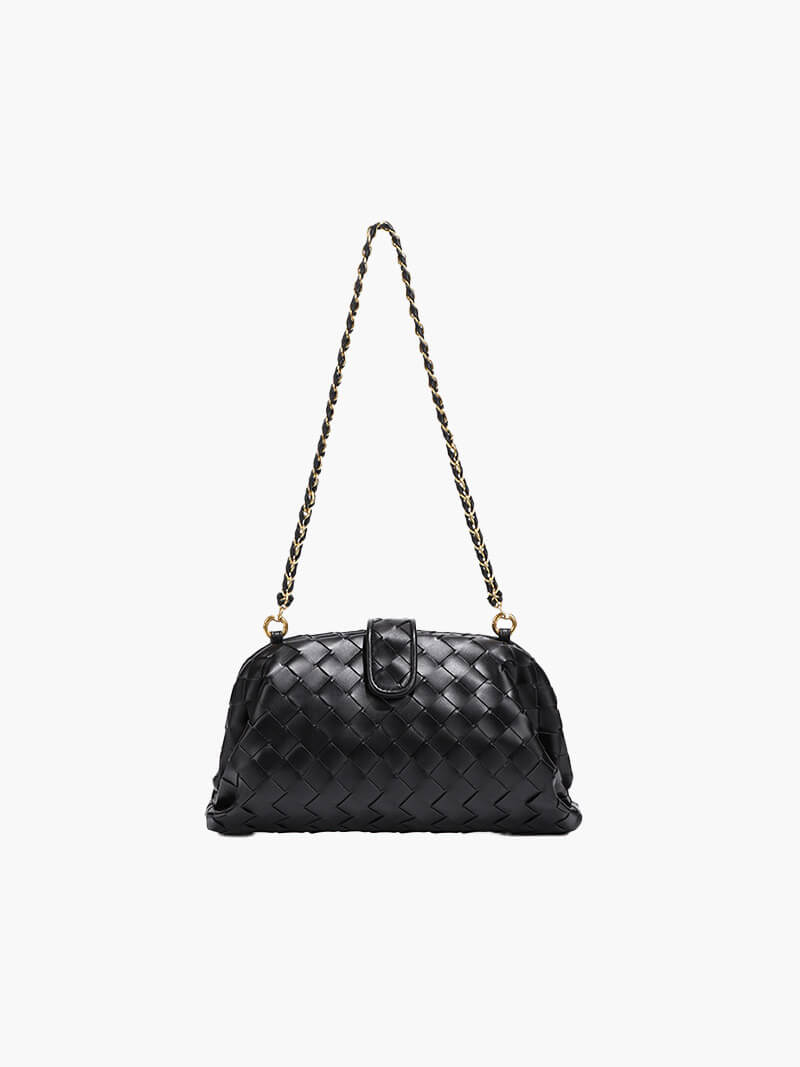 Dameshandtas Gevlochten Lederlook met Kettingriem - Mode Vibes