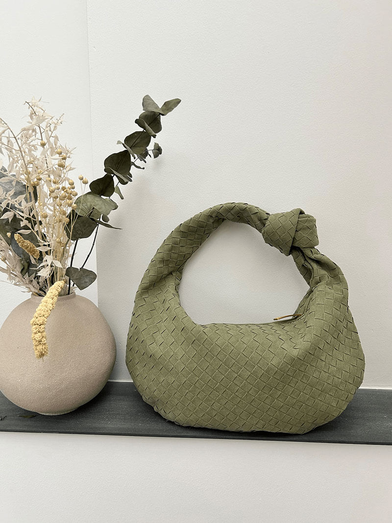 Gevlochten Hobo-Tas met Knoopdetail Stijlvol Zwart