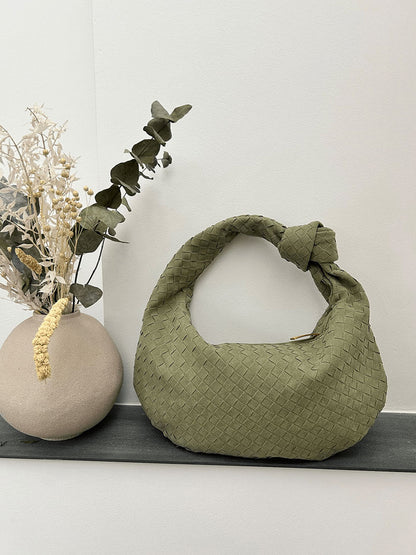 Gevlochten Hobo-Tas met Knoopdetail Stijlvol Zwart