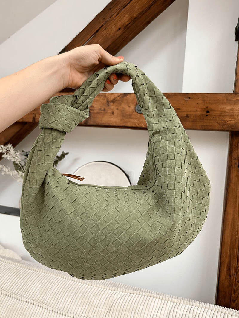 Gevlochten Hobo-Tas met Knoopdetail Stijlvol Zwart