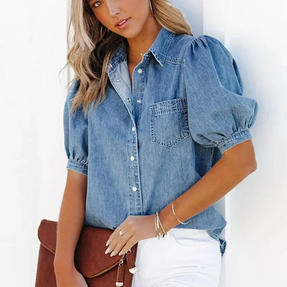 Dames Denim Overhemd Klassiek en Stijlvol - Mode Vibes