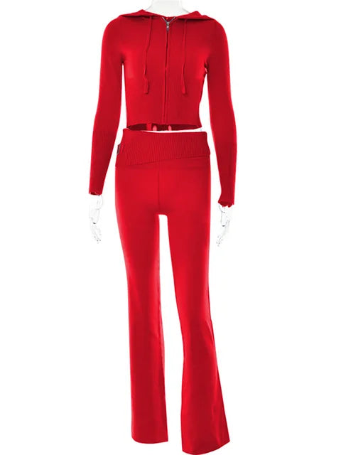 Zachte Lounge Set met Hoodie en Wijde Broek van Stretch Stof