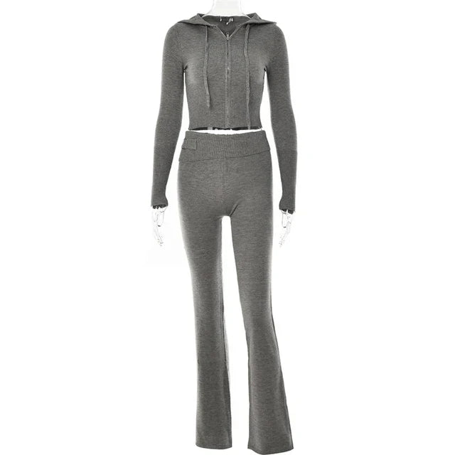 Zachte Lounge Set met Hoodie en Wijde Broek van Stretch Stof
