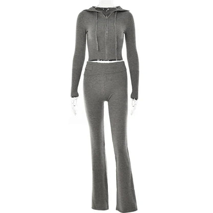 Zachte Lounge Set met Hoodie en Wijde Broek van Stretch Stof