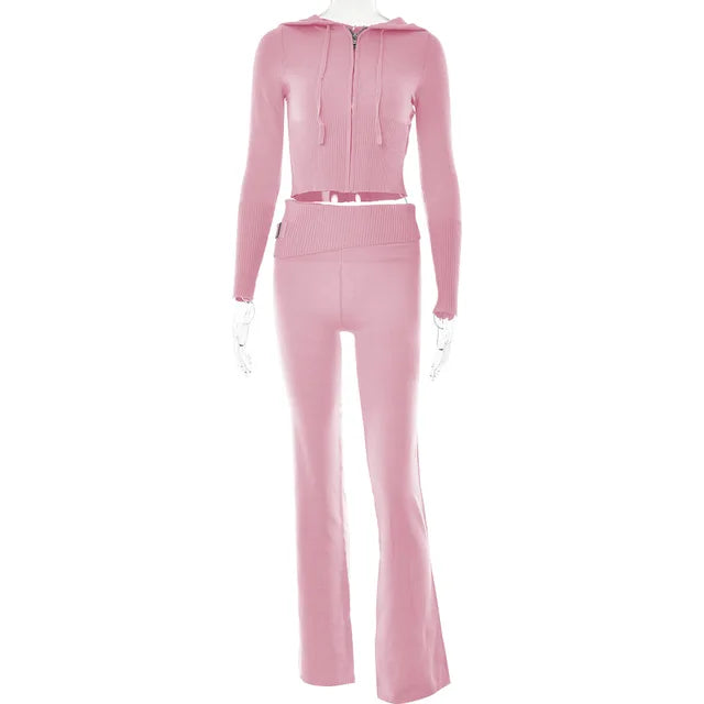 Zachte Lounge Set met Hoodie en Wijde Broek van Stretch Stof