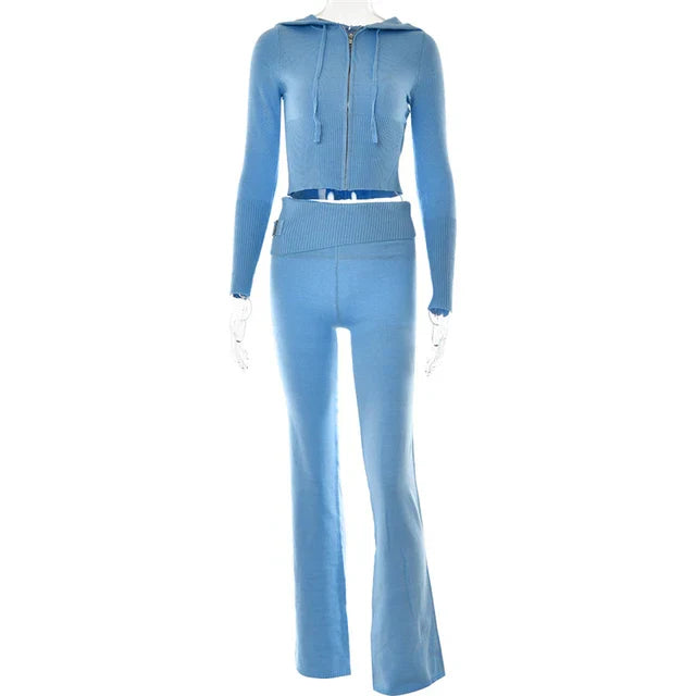 Zachte Lounge Set met Hoodie en Wijde Broek van Stretch Stof